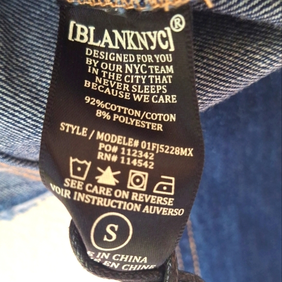 Blank NYC Dark Blue Denim Long Sleeve Distressed Women's Jacket Size S NWT - Picture 6 of 11